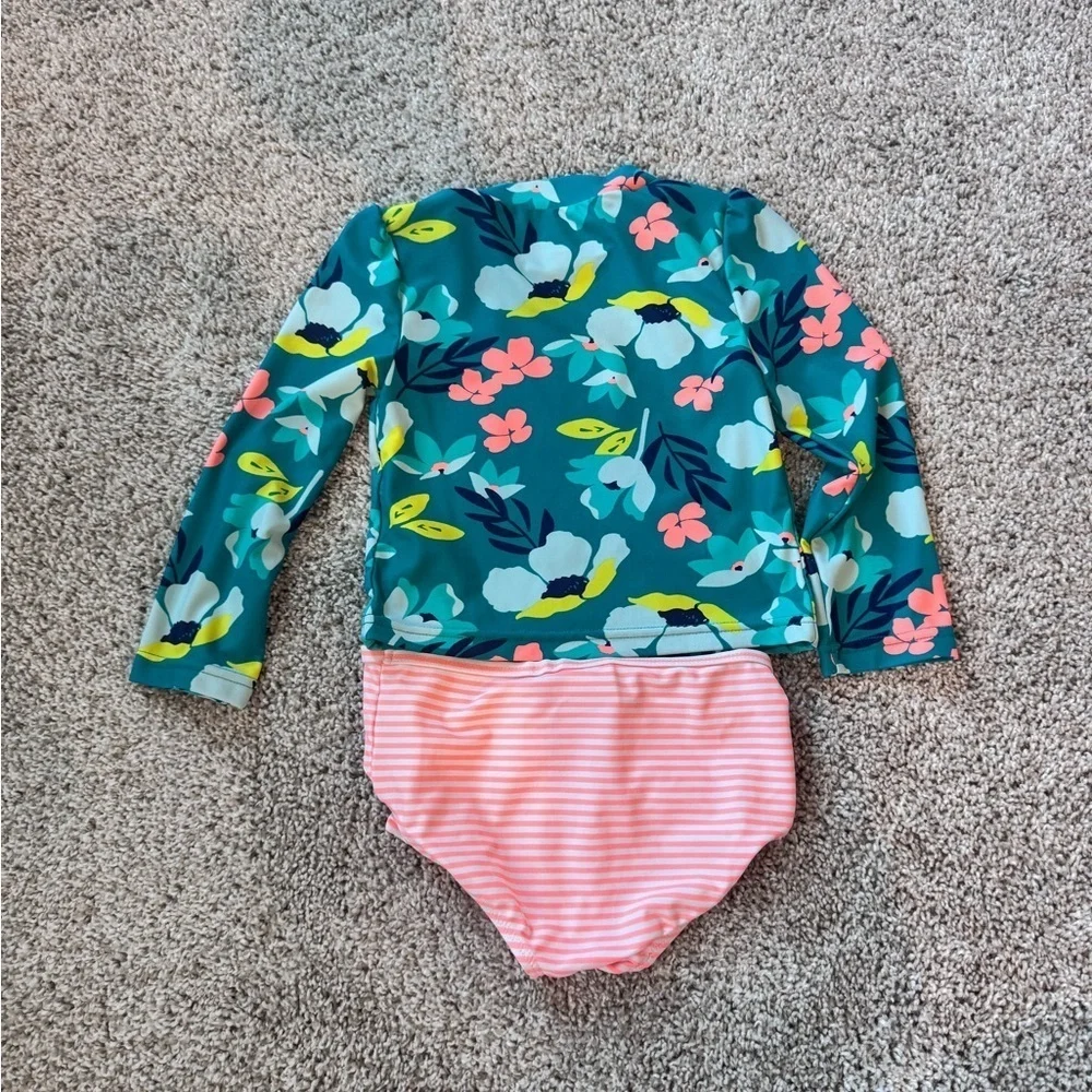 Simple Joys Carter's Girls Floral Rashguard Set Floral Swimsuit Size 24 months